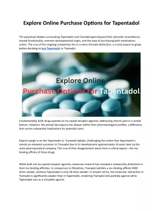 Explore Online Purchase Options for Tapentadol