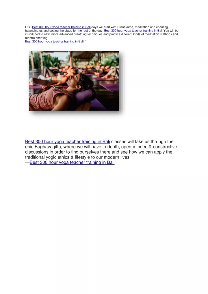 our best 300 hour yoga teacher training in bali