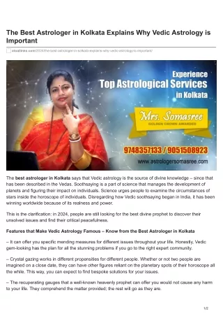 The Best Astrologer in Kolkata Explains Why Vedic Astrology is Important