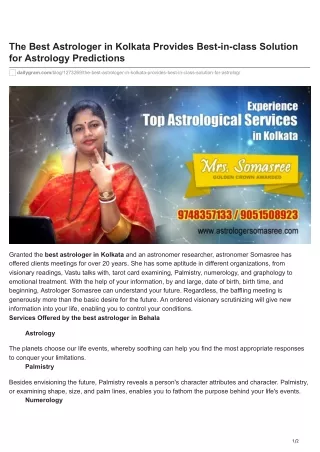 The Best Astrologer in Kolkata Provides Best-in-class Solution for Astrology Predictions