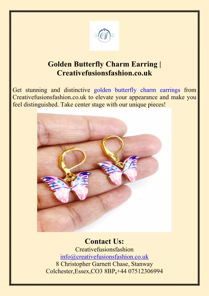 golden butterfly charm earring