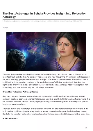 The Best Astrologer in Behala Provides Insight into Relocation Astrology