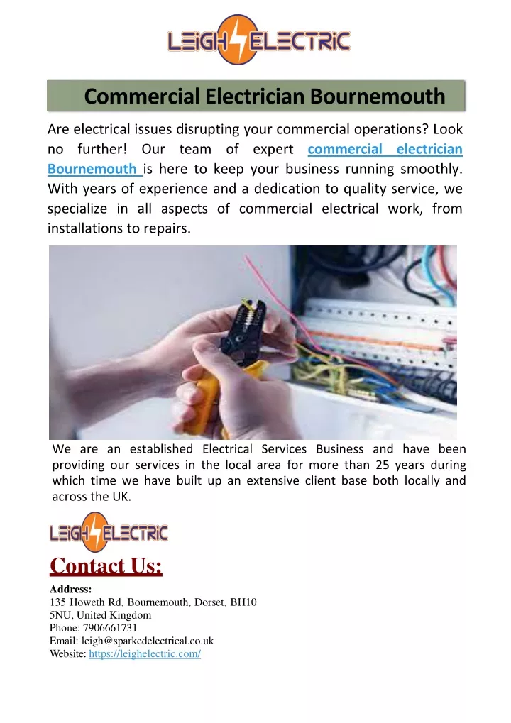 commercial electrician bournemouth