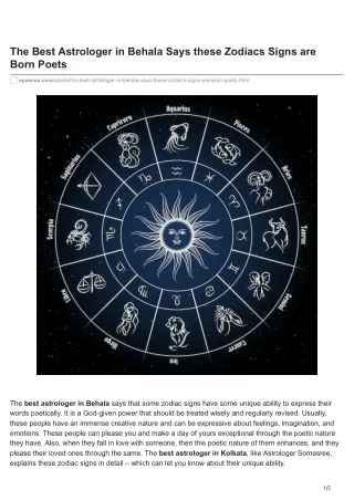 The Best Astrologer in Behala Says these Zodiacs Signs are Born Poets