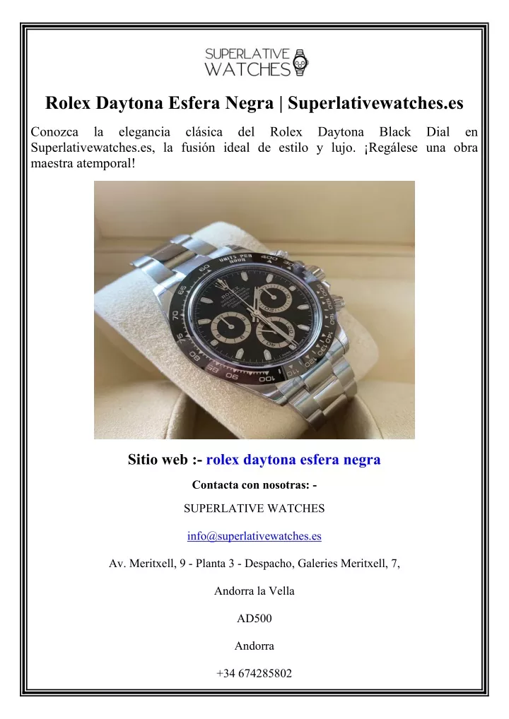 rolex daytona esfera negra superlativewatches es