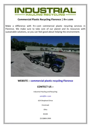 Commercial Plastic Recycling Florence  Ih-r.com