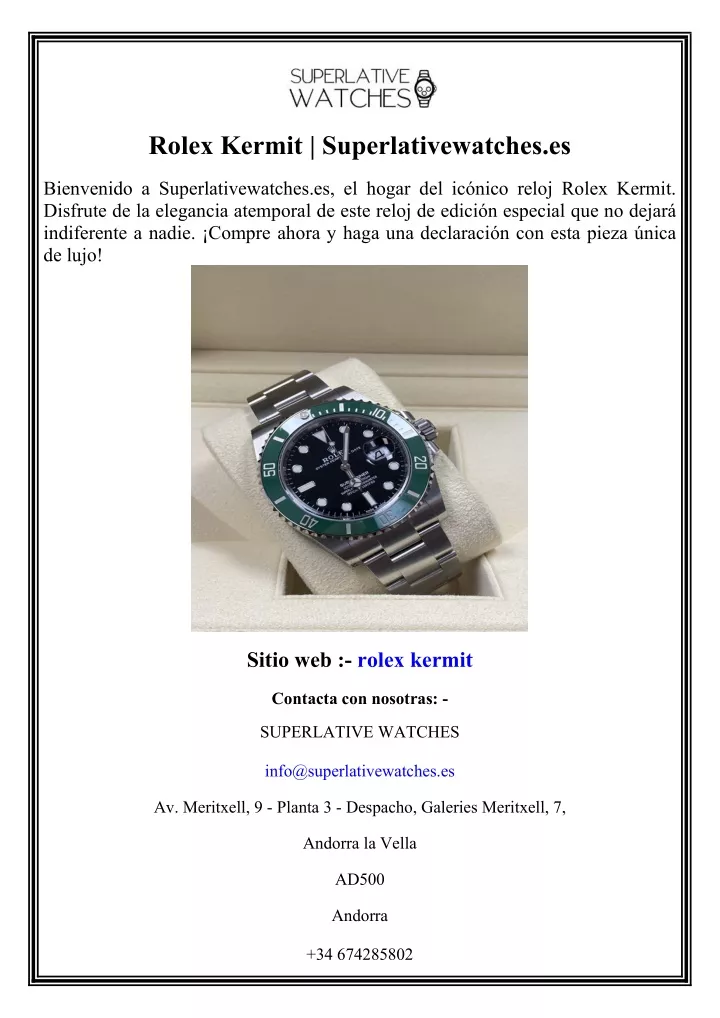 rolex kermit superlativewatches es