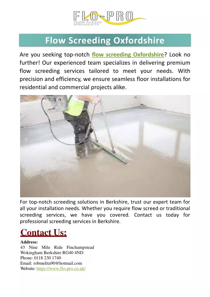 flow screeding oxfordshire