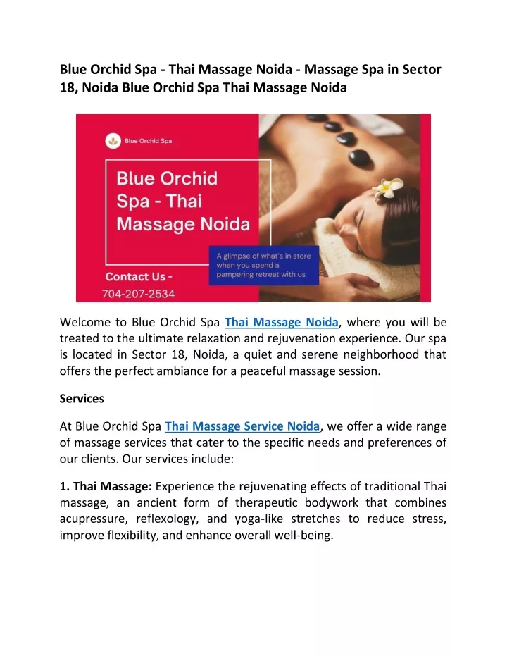 blue orchid spa thai massage noida massage