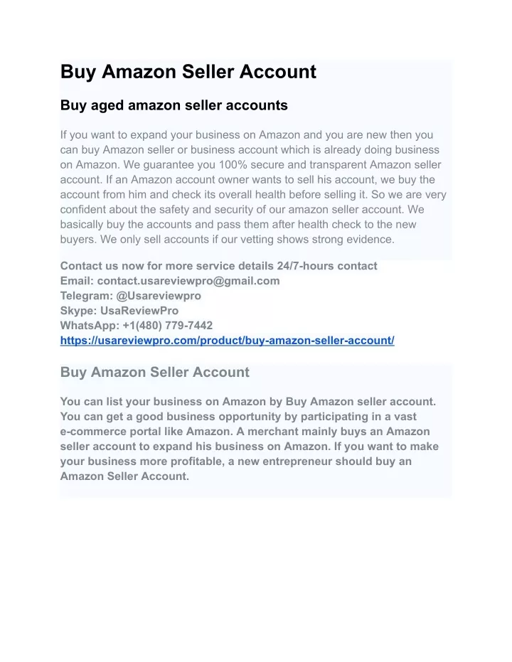 buy amazon seller account