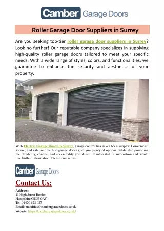 Roller Garage Door Suppliers in Surrey