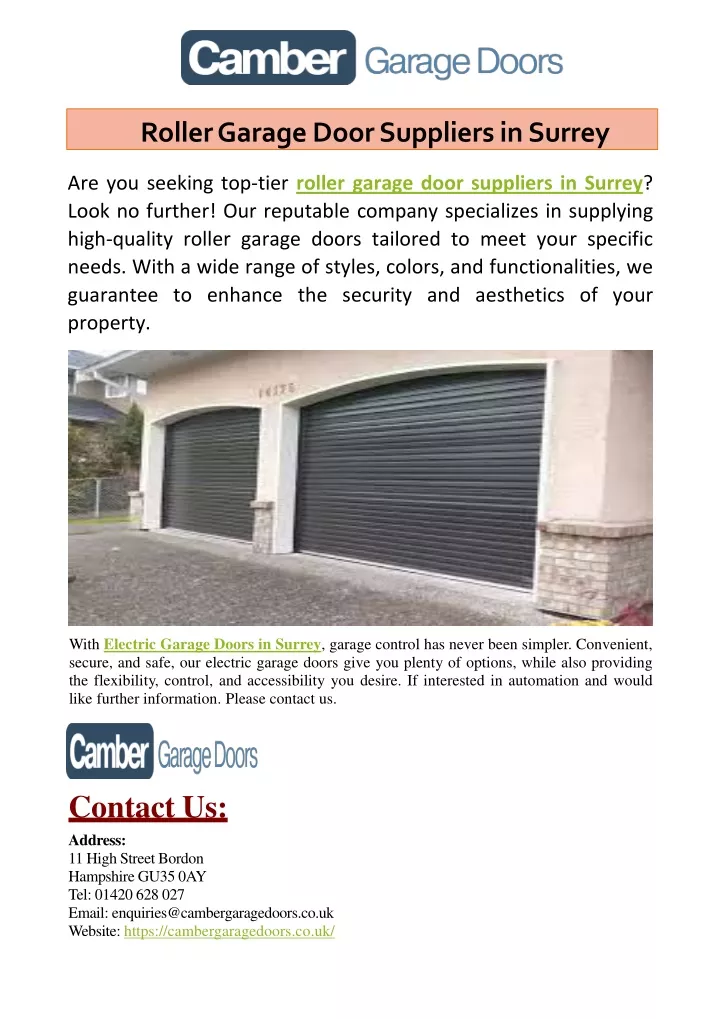 roller garage door suppliers in surrey