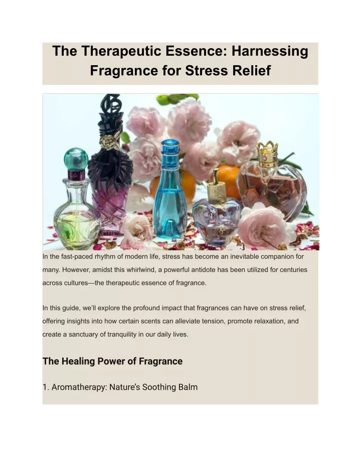 the therapeutic essence harnessing fragrance