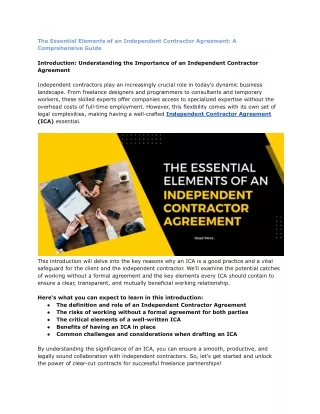 The Essential Elements of an Independent Contractor Agreement_ A Comprehensive Guide