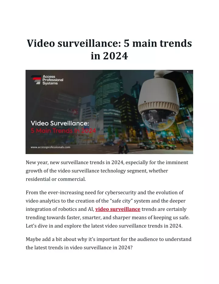 video surveillance 5 main trends in 2024