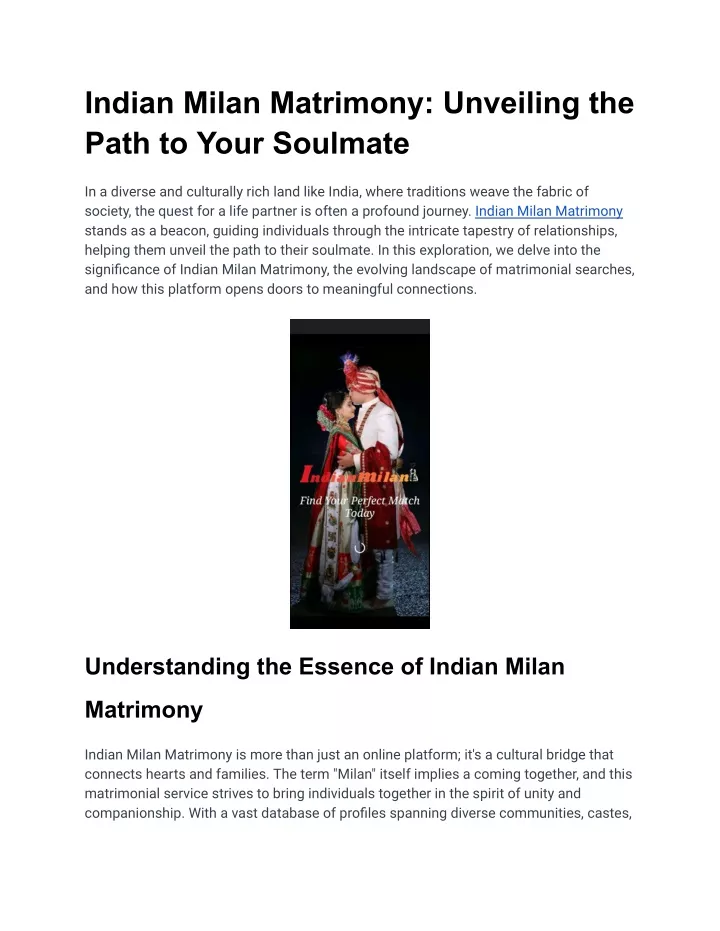 indian milan matrimony unveiling the path to your