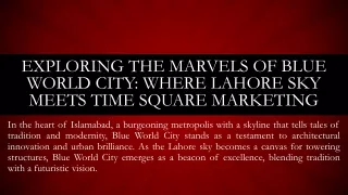 Exploring the Marvels of Blue World City Where Lahore Sky Meets Time Square Marketing