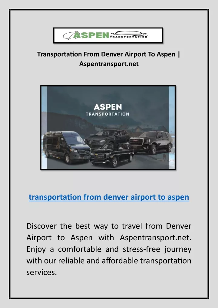 transportation from denver airport to aspen