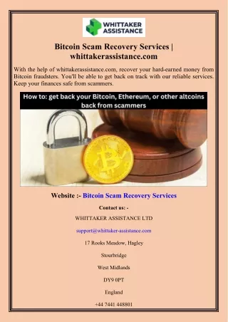 Bitcoin Scam Recovery Services whittakerassistance.com