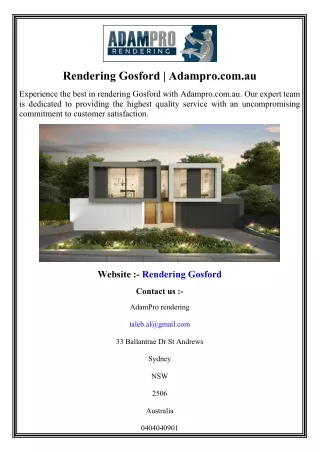 Rendering Gosford Adampro.com.au