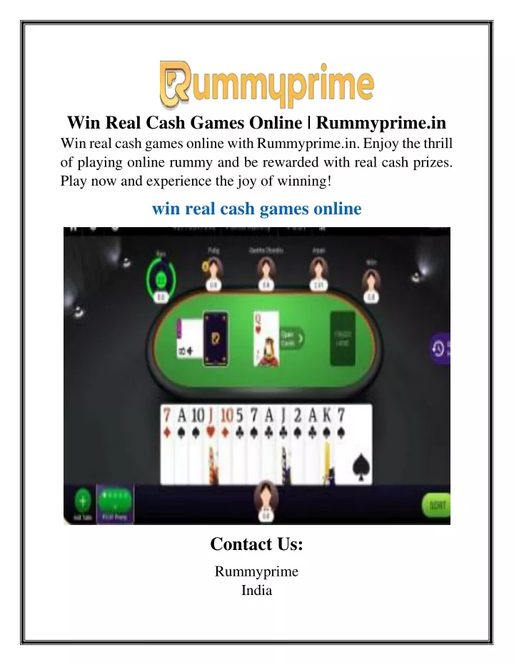 win real cash games online rummyprime in win real