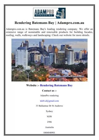 Rendering Batemans Bay Adampro.com.au