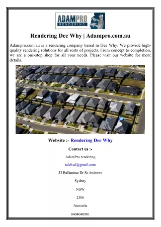 rendering dee why adampro com au