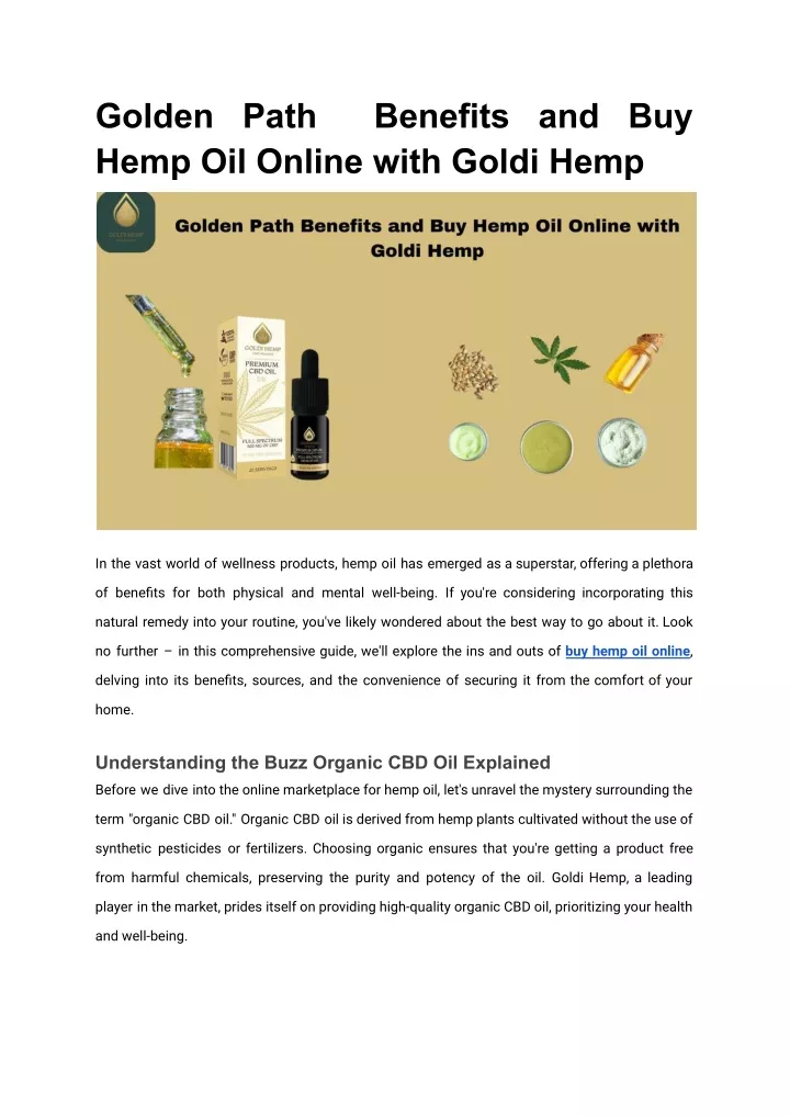 golden path hemp oil online with goldi hemp