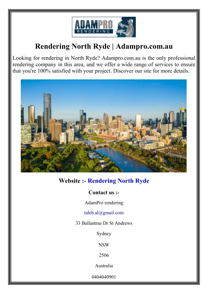 rendering north ryde adampro com au