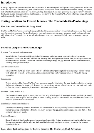 Texting Solutions for Federal Inmates: The ContactMeASAP Advantage