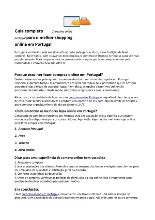 Guia completo para o melhor shopping online em Portugal