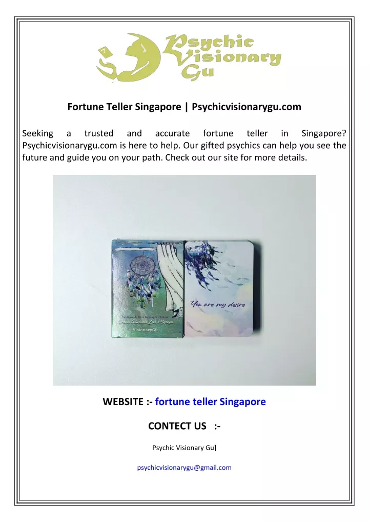 fortune teller singapore psychicvisionarygu com