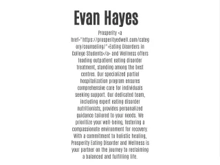 evan hayes college students a and wellness offers
