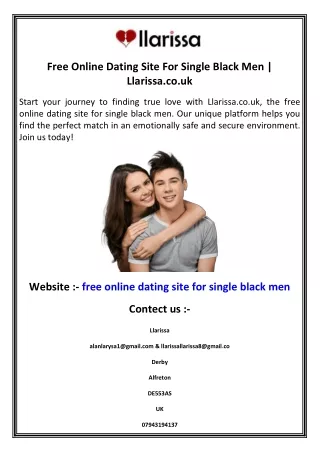 Free Online Dating Site For Single Black Men  Llarissa.co.uk