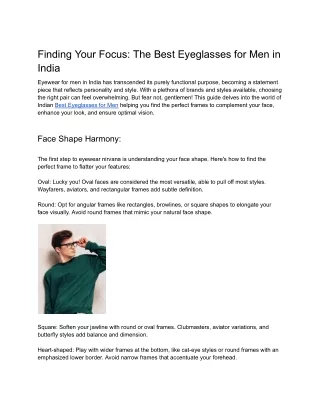 Finding Your Focus_ The Best Eyeglasses for Men in India