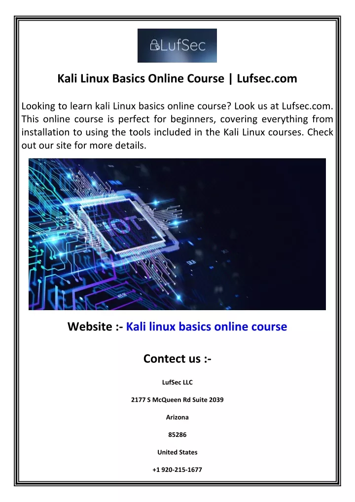 kali linux basics online course lufsec com