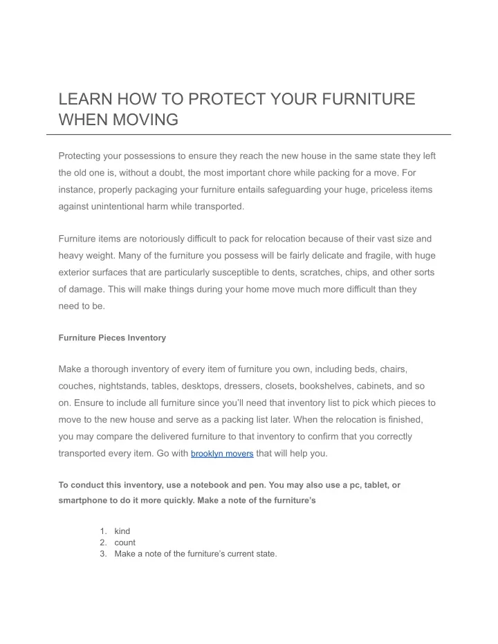 learn how to protect your furniture when moving