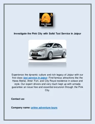 Investigate the Pink City with Solid Taxi Service in Jaipur