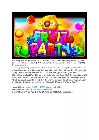 Trải Nghiệm Fruit Party Slot tại Vn88 157 245_ Thế Giới Trái Cây Thú Vị