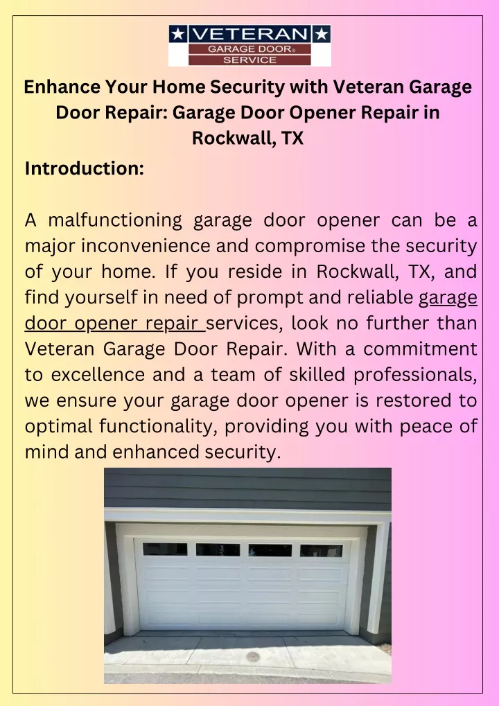 enhance your home security with veteran garage