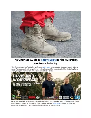 Jan. 31, 2024 - The Ultimate Guide to Safety Boots in the Australian Workwear Industry