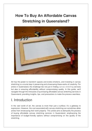 How To Buy An Affordable Canvas Stretching in Queensland?