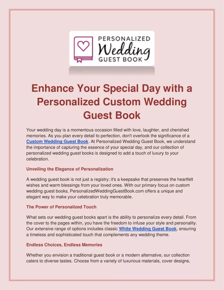 enhance your special day with a personalized
