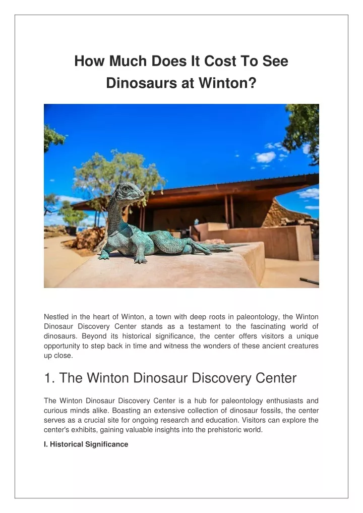 how much does it cost to see dinosaurs at winton