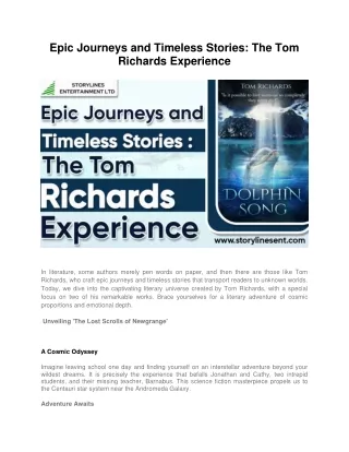 Epic Journeys and Timeless Stories The Tom Richards Experience