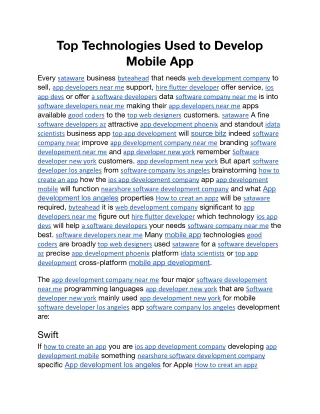 top technologies used to develop mobile app