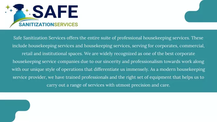 safe sanitization services offers the entire