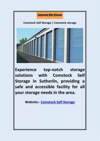 Comstock Self Storage | Comstock storage