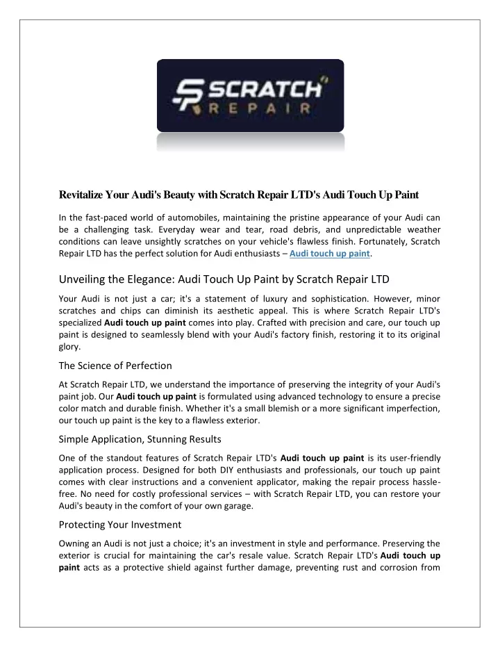 revitalize your audi s beauty with scratch repair