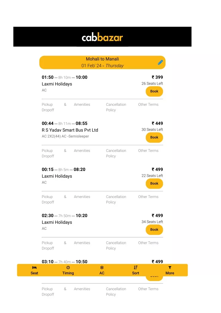 mohali to manali bus tickets